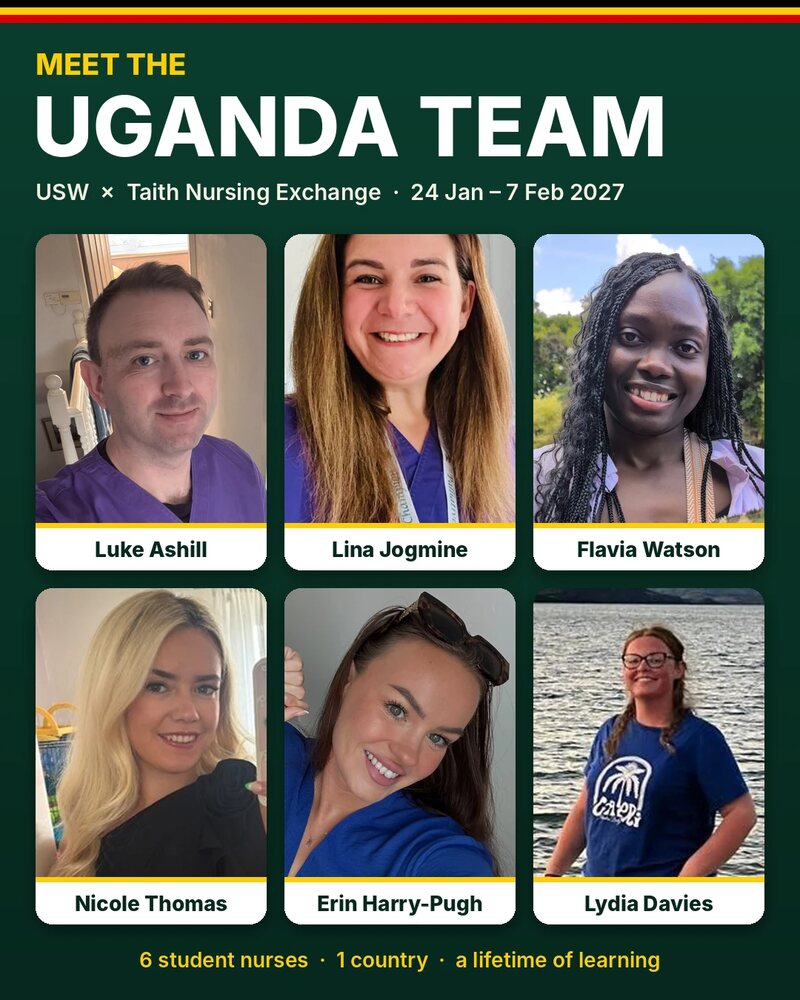 Meet the Uganda team: the six USW student nurses on the Taith nursing exchange, 24 January to 7 February 2027